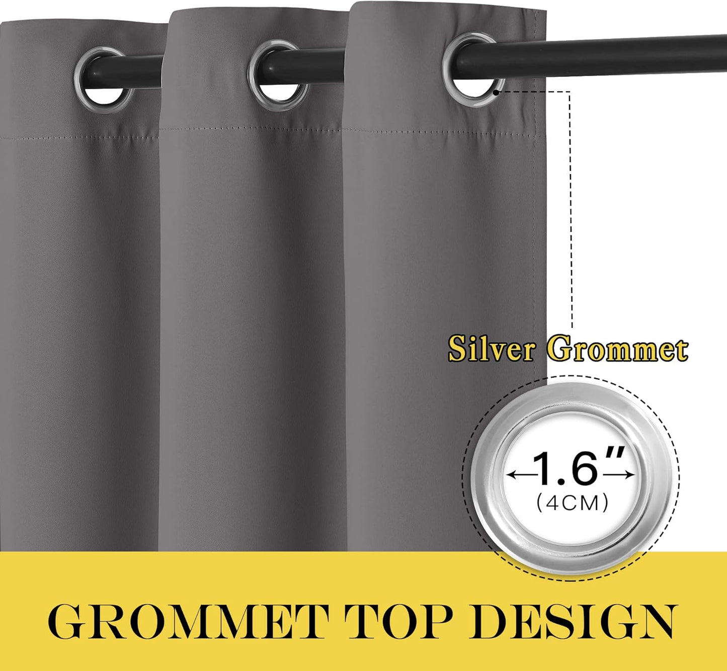 NICETOWN Grey Blackout Patio Sliding Door Curtains 84 inch Length, Grommet Room Divider Thermal Insulated Curtain Drapes for French Door/Living Room (Gray, W100 x L84, 1 Panel)