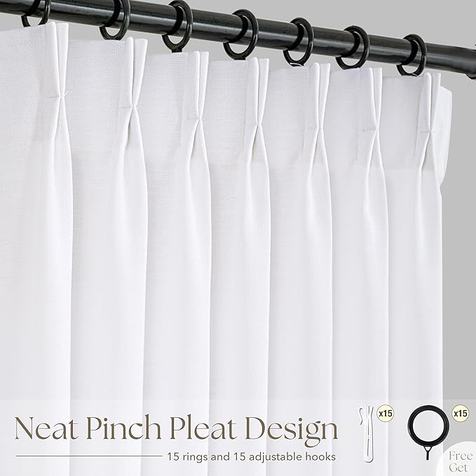Pleated White Linen Curtains