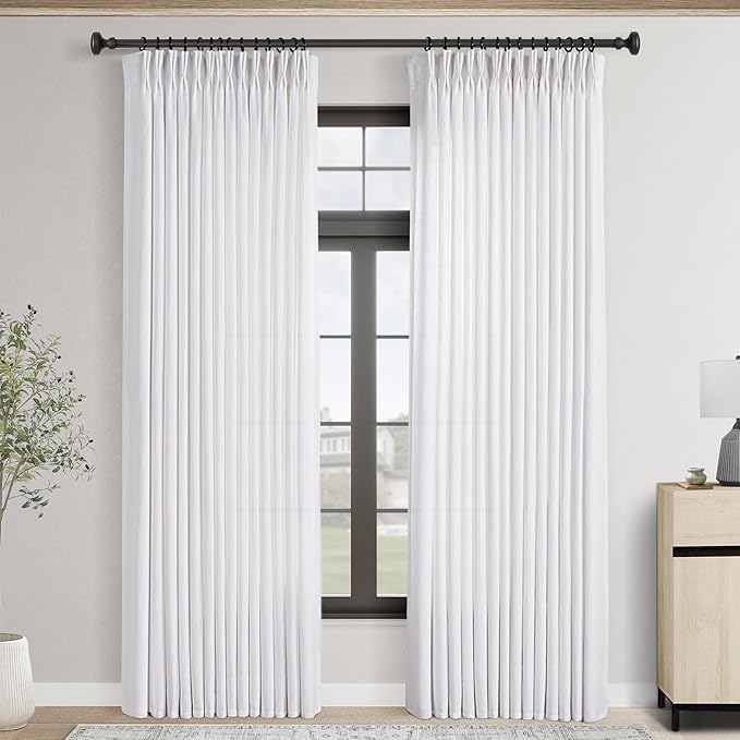 Pleated White Linen Curtains